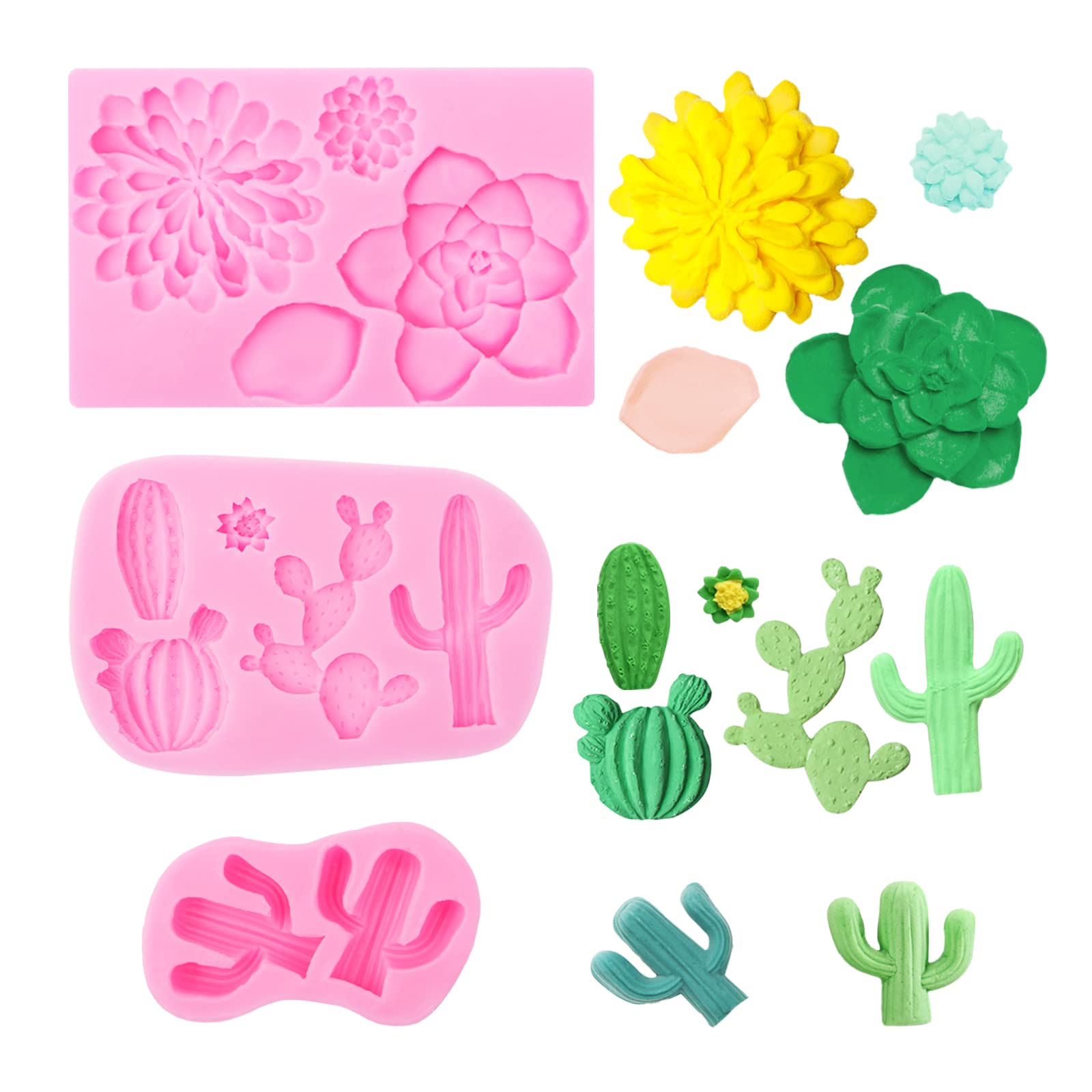 Moldes De Silicona Para Suculentas — 4 Piezas, Aptas Para Fondant, Chocolate, Jabones Y Resina