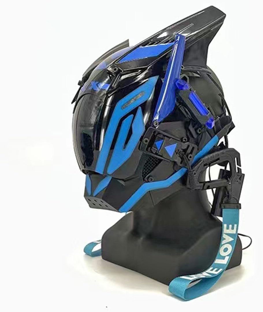 Future Punk Helmet Mask with LED Lights Cosplay Costume Props for Men