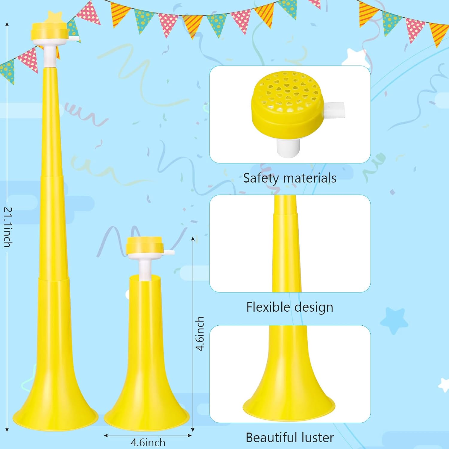2 Pcs Stadium Horn for Adult, 21 Inch Vuvuzela Blow Horn Noisemakers image 3