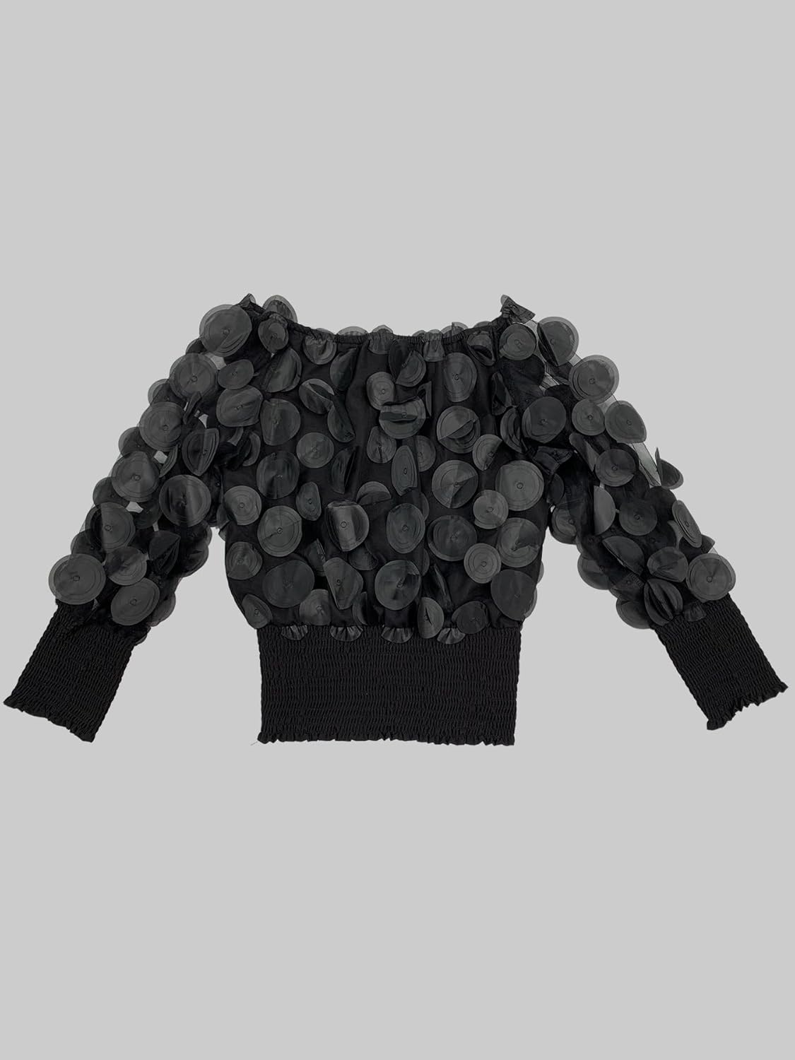 UOOZEE Women's Long Sleeve Mesh Top Off Shoulder Sheer Blouse See Through Tops - Image 4