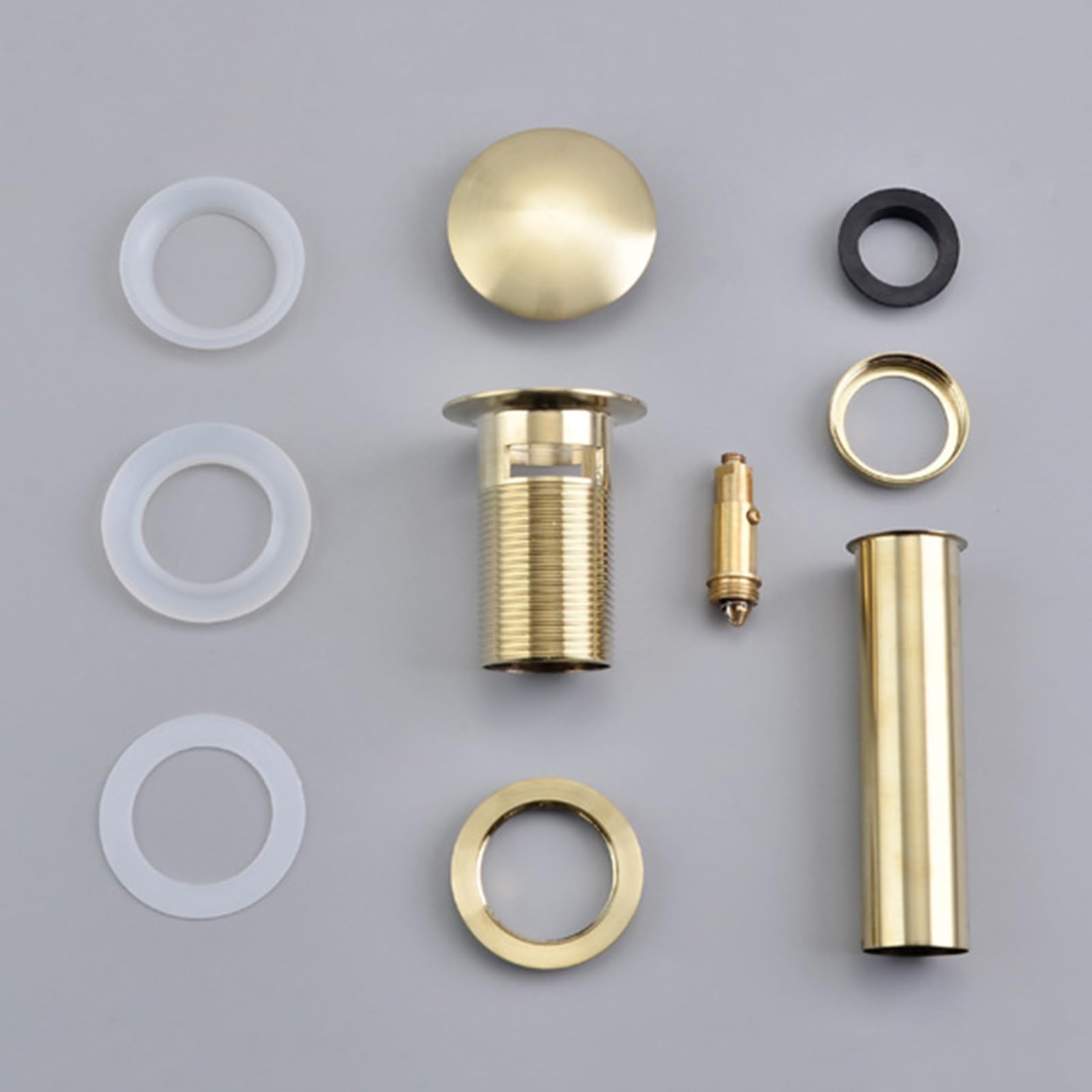 VáLvula Para Lavabo Clic Clac Pop Up Universal Desague Lavabo DesagüE Lavabo Universal Drenaje De Cobre Con Rebote Por Empuje,Oro Cepillado,Con Orificio De Rebosadero