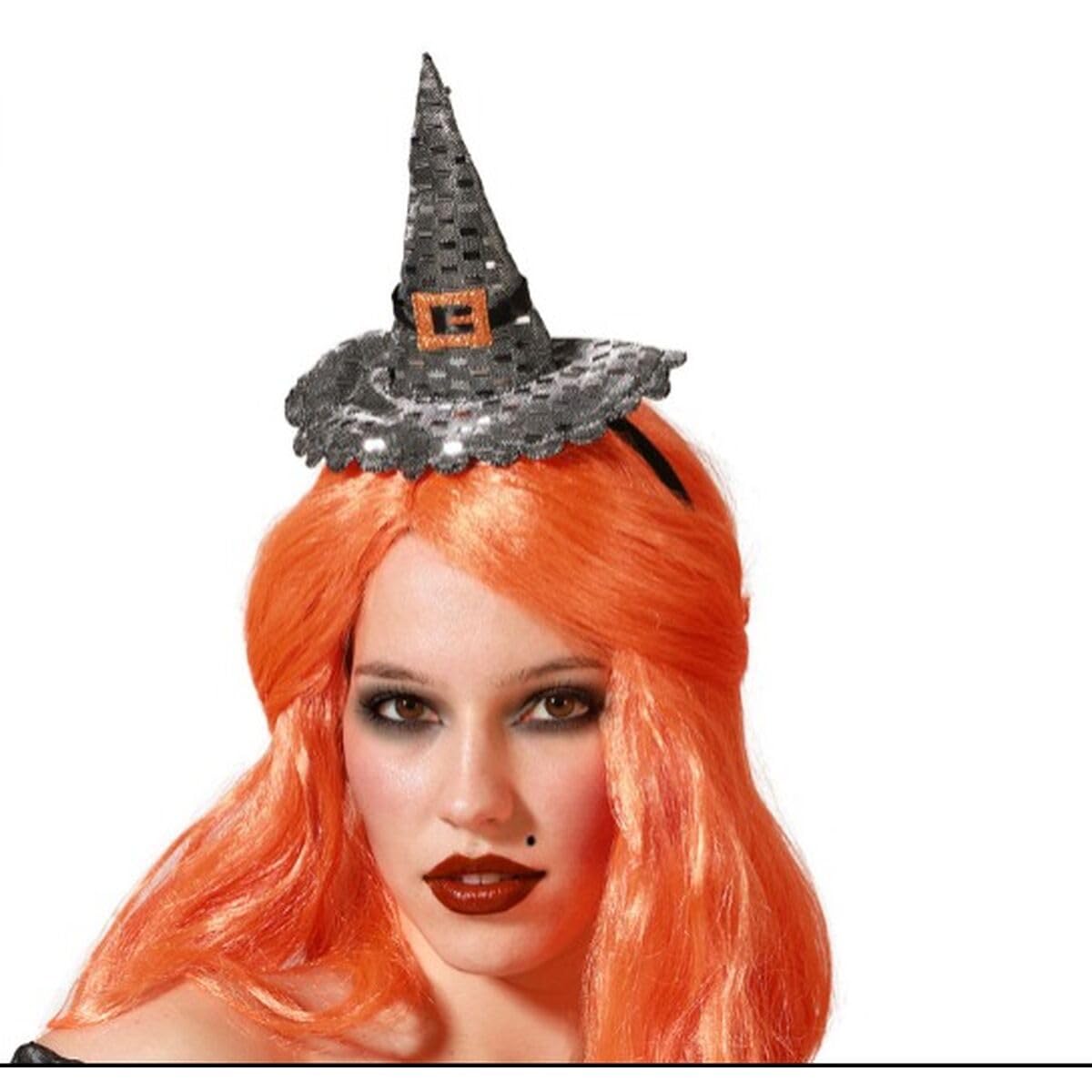 BigBuy Carnival Silver Halloween Witch Hat Headband