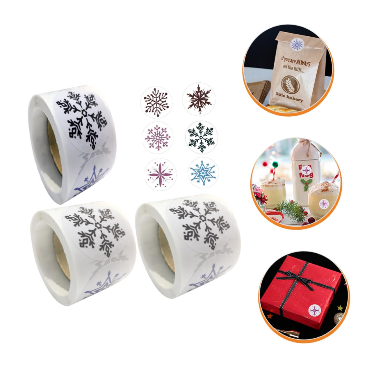 NUOBESTY 5 Set Etichetta Scatole Con Coperchio Adesivi Per Matrimoni Adesivi Glitterati Con Fiocco Di Neve Cartoline Di Natale Carta Autoadesiva in Lastra Di Rame 3 * 5