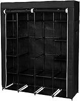 Vista 36 de 67" Portable Wardrobe Closet, Wardrobe Closet for Hanging Clothes with 2 Hanging Rods, 12 Clothes Storage Organizer Shelves, Non-Woven Fabric Grey