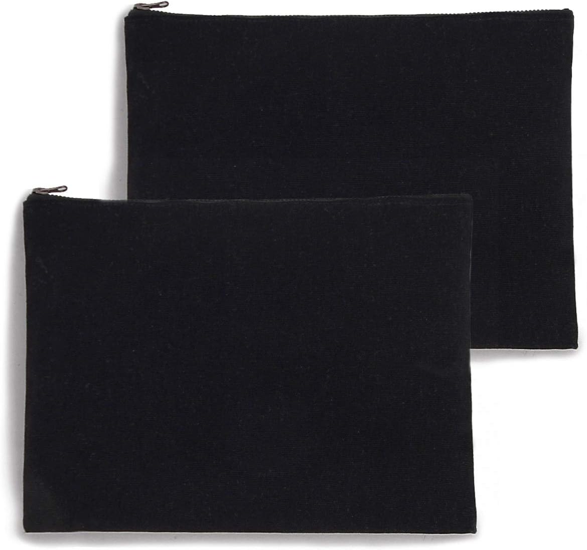 YINGKOR 2-pack Cotton Canvas Zipper Cosmetic Bag Makeup Bags Tool Organizer with Cotton Lining 20x28cm Black, Black