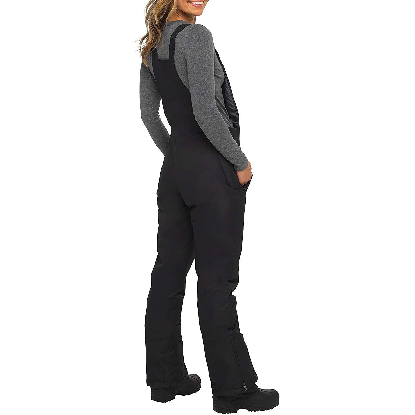 Salopette en Polaire pour Femme, Bretelles réglables, Pantalon de Ski Chaud pour l'hiver, Combinaison Cargo Ample en Polaire Combinaison de Ski Femmes Combinaison de Neige Chaude Vêtements Pas Cher