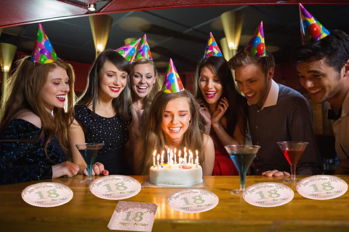 Tovaglioli Per 50° Compleanno - 20 Pezzi 33x33cm Nero E Oro Rosa - Foto 3