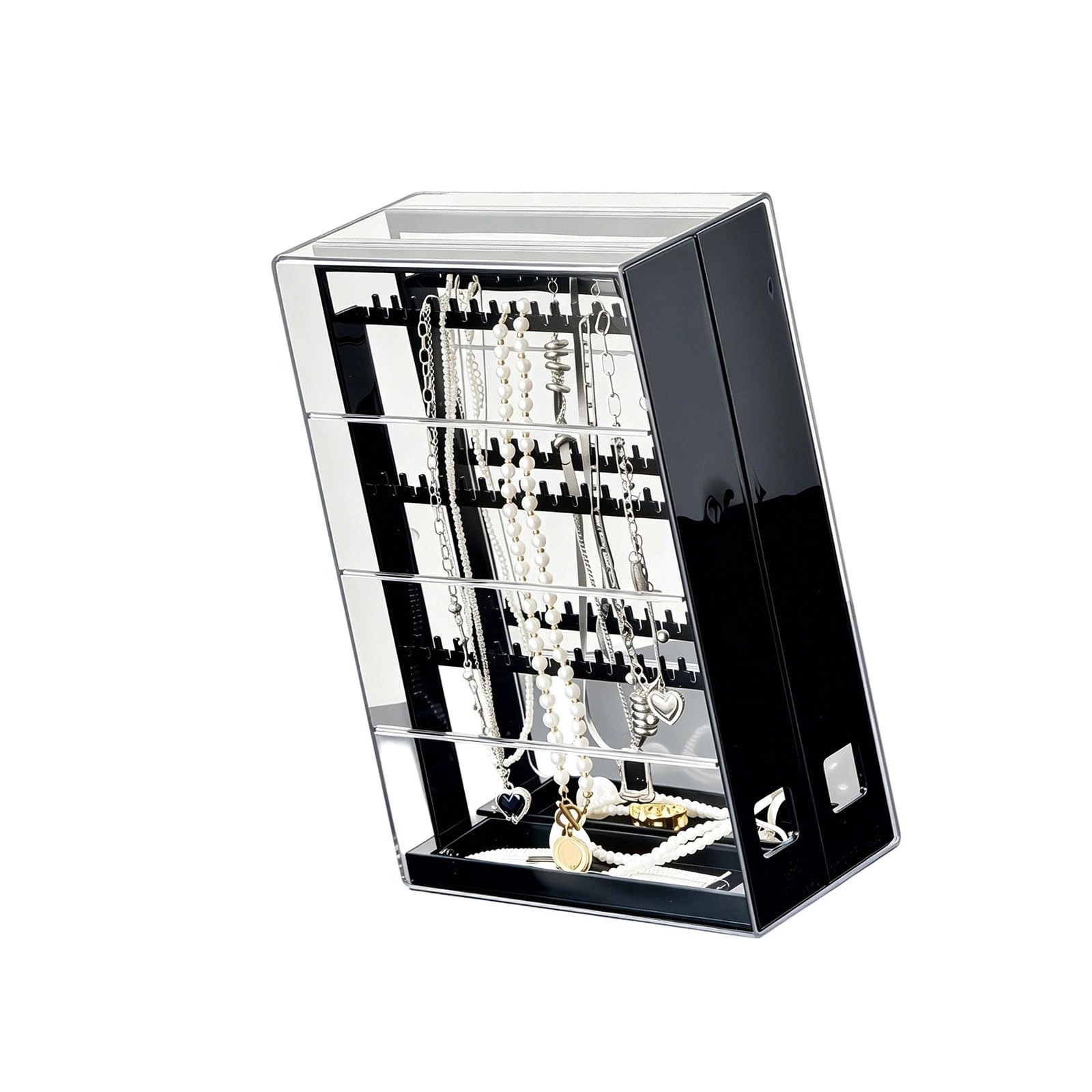 Piceioep Stackable Jewelry Display Case with Proof Cover and Easy to Cleaning Surfaces Jewelry Container for Various Accessories Clear Organizers