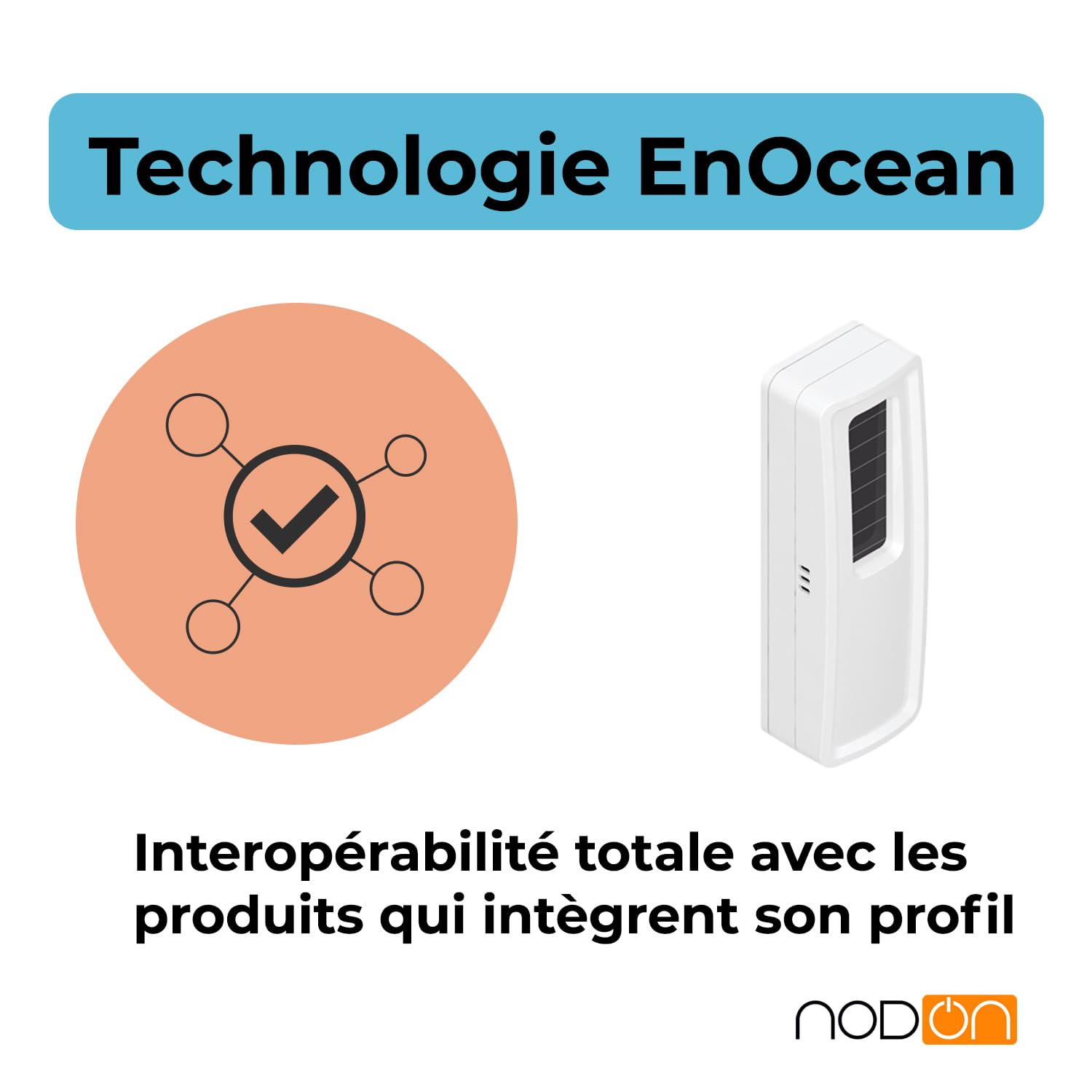 NodOn - EnOcean Capteur de Température Sans Pile Sans Fil | Capteur Temperature Facile à Installer - Discret, Pile Optionnelle - Compatible avec Jeedom, eedomus, MyUbiwizz