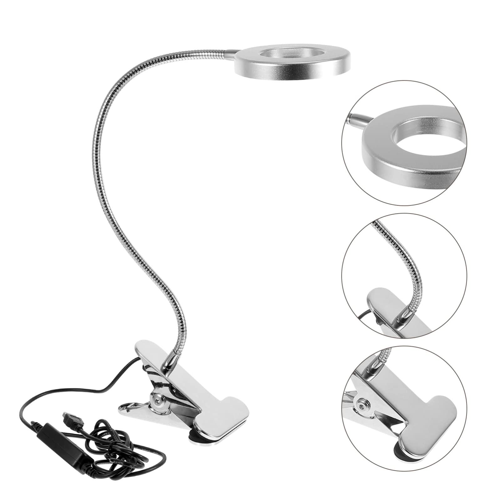 Ser di 2 Clip sulla Luce Clip Luce Clip Luce di Lettura Luce Led Lettura Luce/3141 | Argento x 3 pezzi, 50 x 9 x 2 cm x 2 pezzi