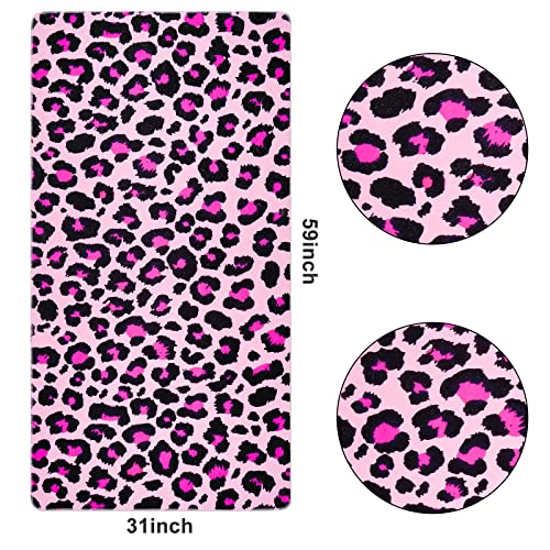 Microfiber Pink Leopard Beach Towel Oversized, Sand Free Large Beach Towels For Girls Women, Quick Dry Lightweight Bath Towels For Bathroom, Pool, Swimming, Camping And Sports, 31.5 X 59.1 Inches #TOP6