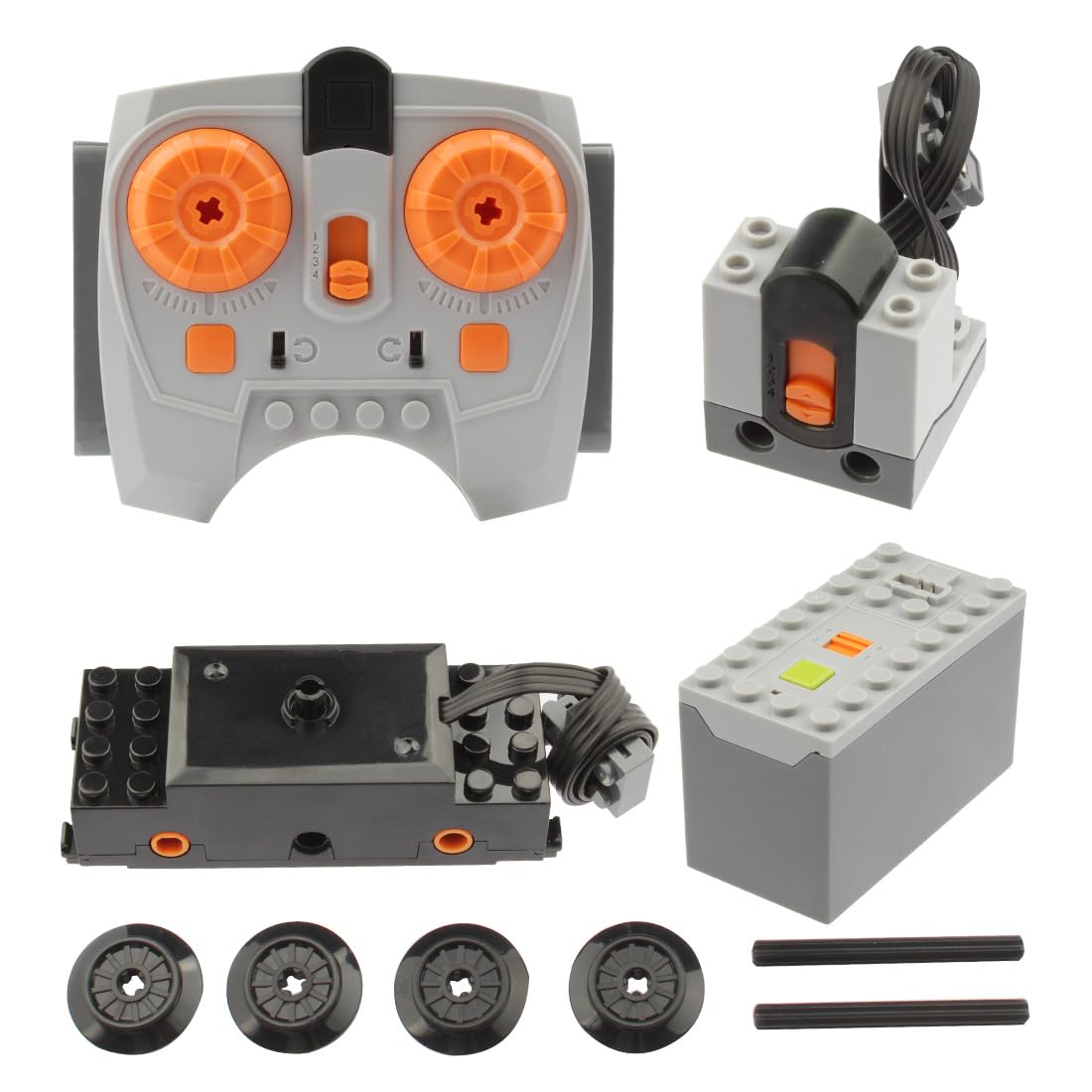Train Motor Power Functions Set, 4-Piece Train Electric Motor Set, DIY Clamping Blocks, City Railway Modification Accessories