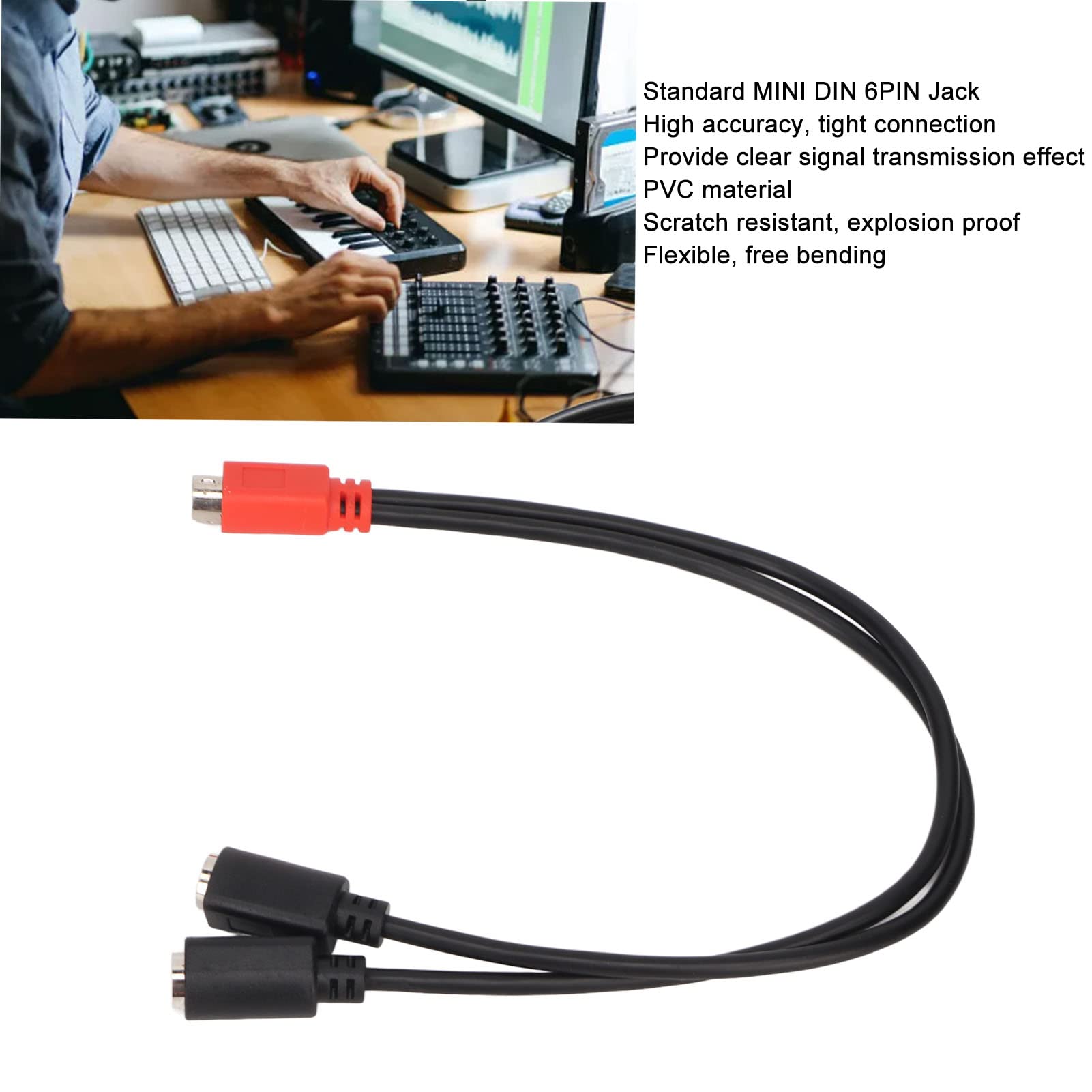 DIN 6-biegunowy kabel wtykowy i wtyczka na 2 gniazda 6-biegunowe, klawiatura/mysz, kabel rozdzielający, Plug and Play