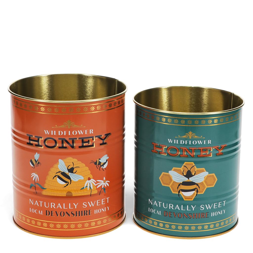 Rex London Honey Storage Tins Set of 2 - Retro Kitchen Accessories, Medium