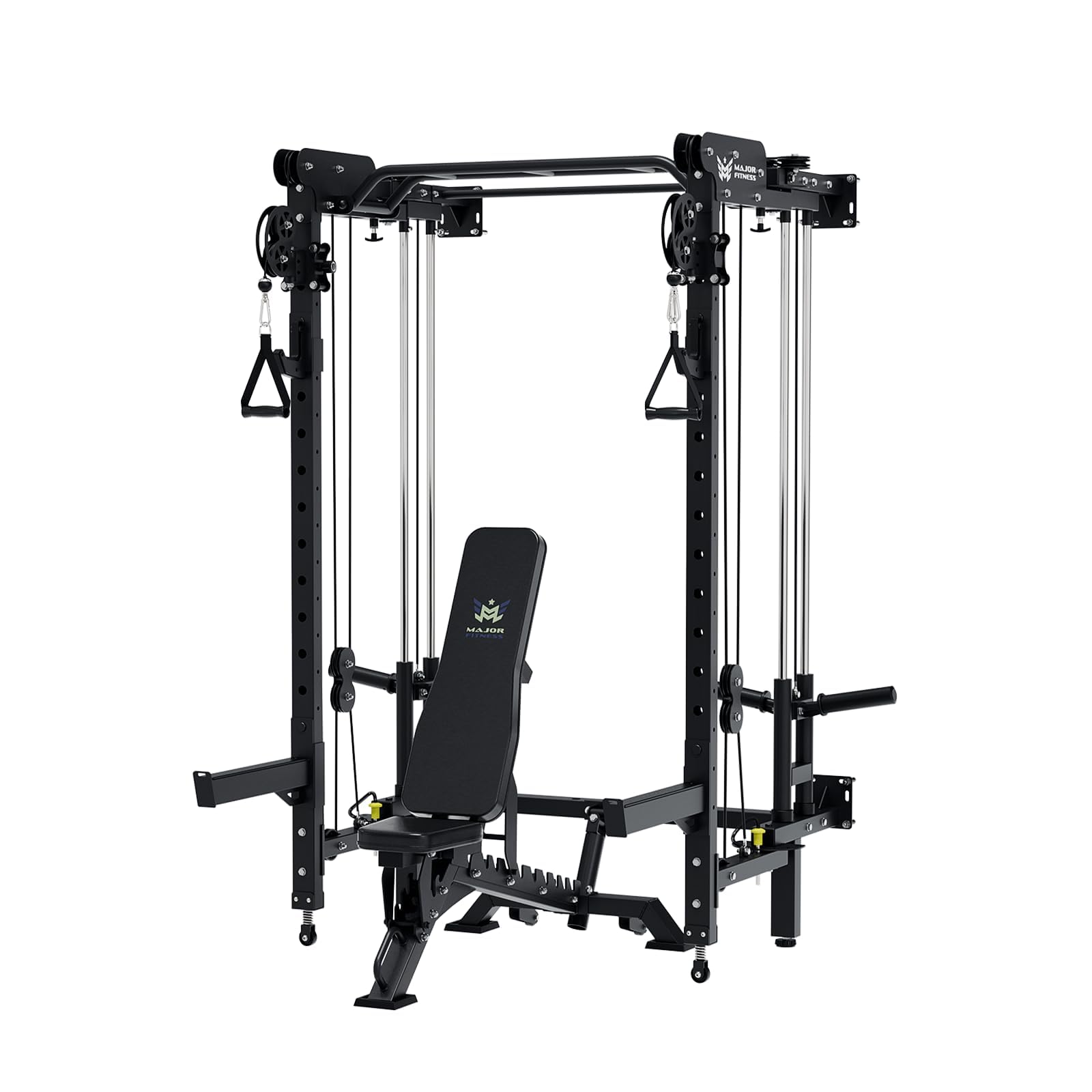 MAJOR FITNESS F35 Folding Power Rack 4-in-1 Home Gym with Cable Pulley System, Multi-Grip Pull-Up Bar, Landmine, 80+ Exercises Space-Saving Gym Equipment Easy Folding for Small Spaces