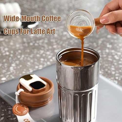Miniatura 7 de Taza de café con pantalla de temperatura, taza de café caliente y fría de gran capacidad, botella de café portátil de acero inoxidable al vacío, con