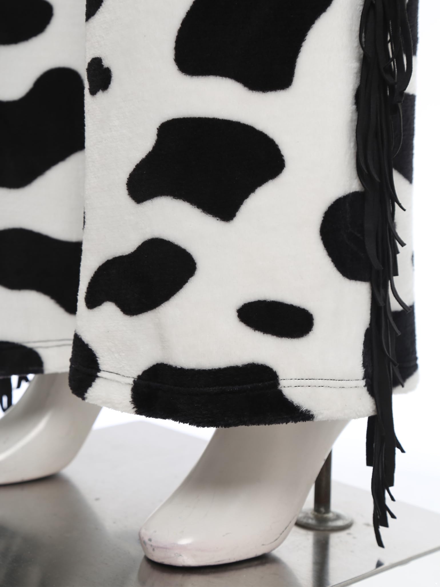 XUNZOO Carnaval Cosplay Cowgirl Chaps-Pantalon Long en Flanelle À Pois Vache Ouvert Entrejambe pour Vélo