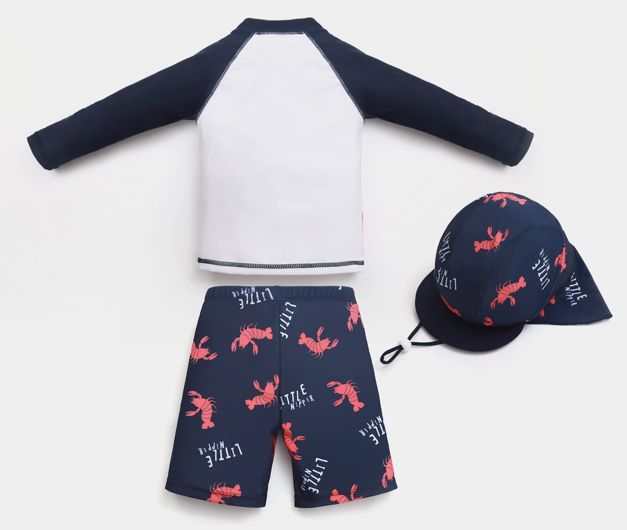 SEAUR Bambino Manica Lunga Anti-UV 3 Pezzi Stampato Coulisse Berretto da Bagno e Pantaloncini da Bagno