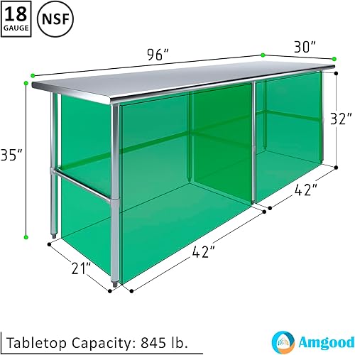 Vista 111 de Mesa de trabajo de acero inoxidable AmGood