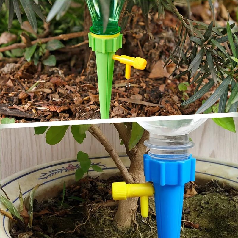 6-24pcs Auto Adjustable Drip Spike Water Bottle Irrigation System Self Dripper Automatic Device Indoor Plant(Blue-24Pcs)