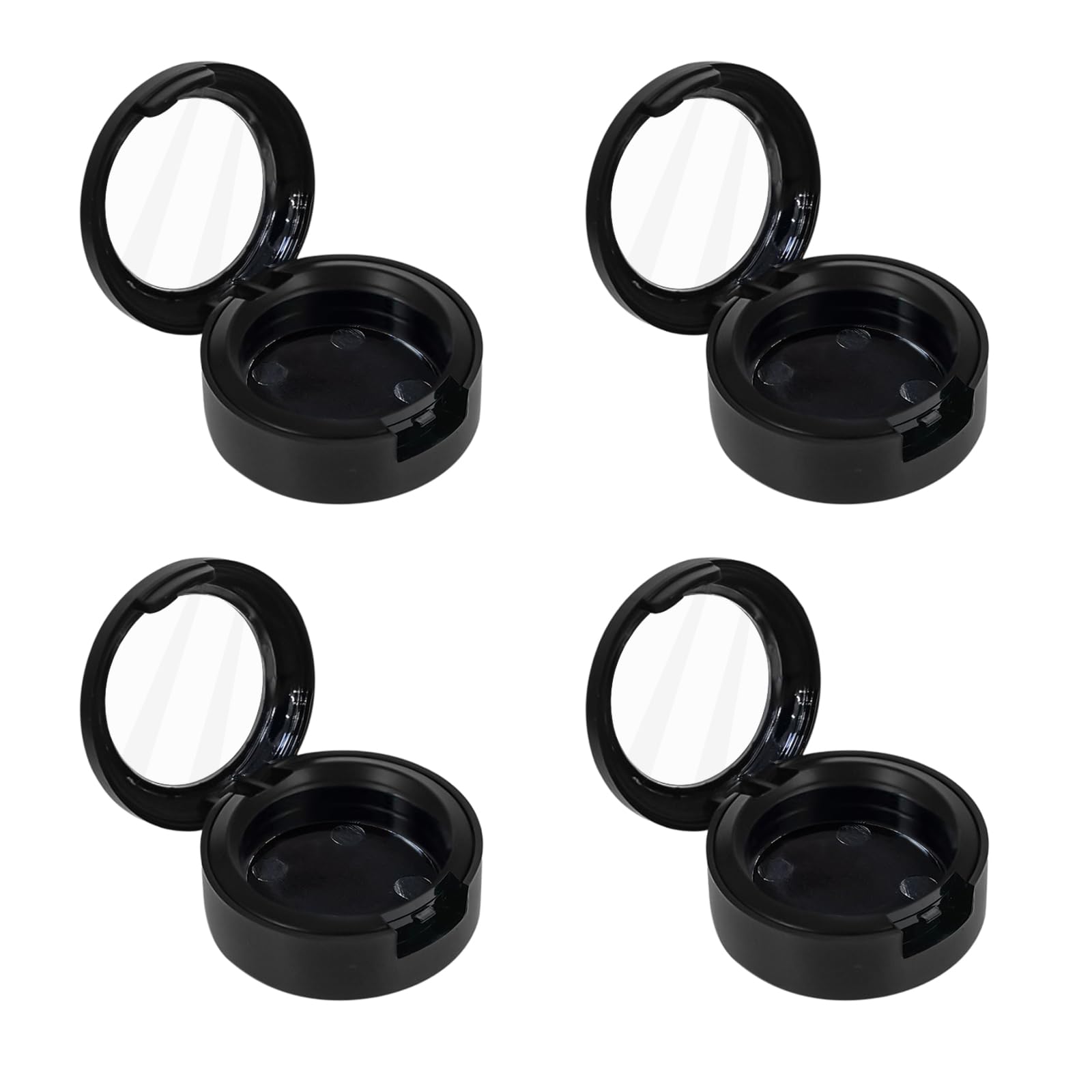4 cajas vacías de sombra de ojos de maquillaje, contenedor de sombra de ojos recargable para uso diario en viajes, sartenes vacías para mujeres y niñas, 1.378 in, Negro -