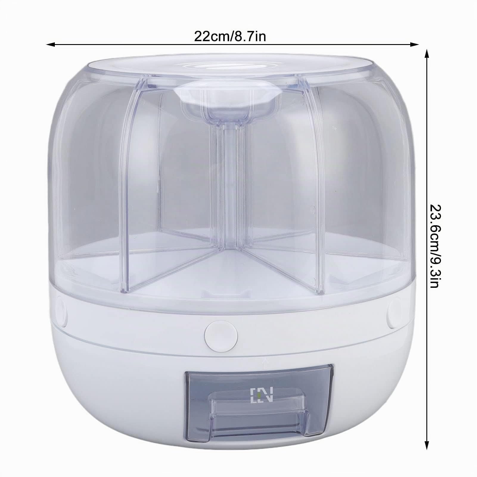 6 Scomparti Dispenser per Alimenti con Rotazione a 360° con Coperchio per Grani PiccoliFagioli, Riso (5 kg), Contenitore per Riso e Grano Food Storage Packaging