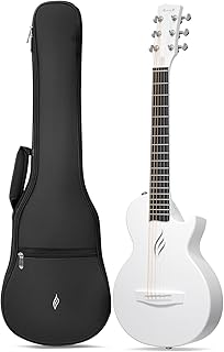 Enya Nova Go Mini Carbon Fiber Acoustic Guitar - 1/4 Size (32") Acoustic Travel Guitar for Children Beginners with Gig Bag (White)