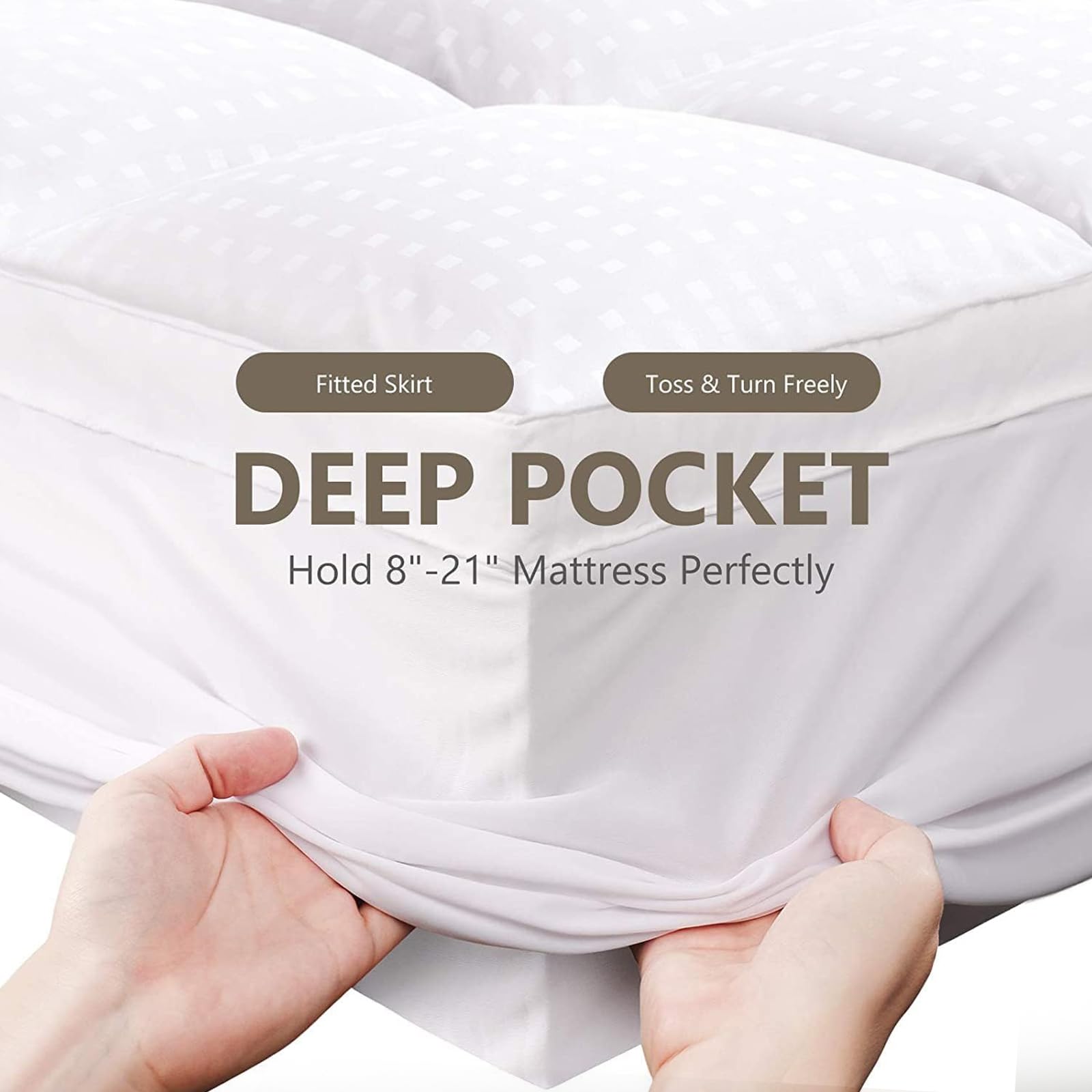 BaliChun Mattress Topper King Size Extra Thick Mattress Pad 400TC Cotton Top Cooling Soft Breathable Pillow top Mattress Cover 8-21" Deep Pocket Fitted Mattress Protector (78x80 Inches, White) - 4