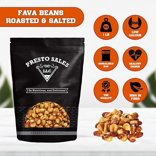 Miniatura 36 de Presto Sales Fava/Broad Beans, listos para comer, picantes tostados salados, 16 onzas, bajo en azúcar, bajo en grasa, imprescindible, súper