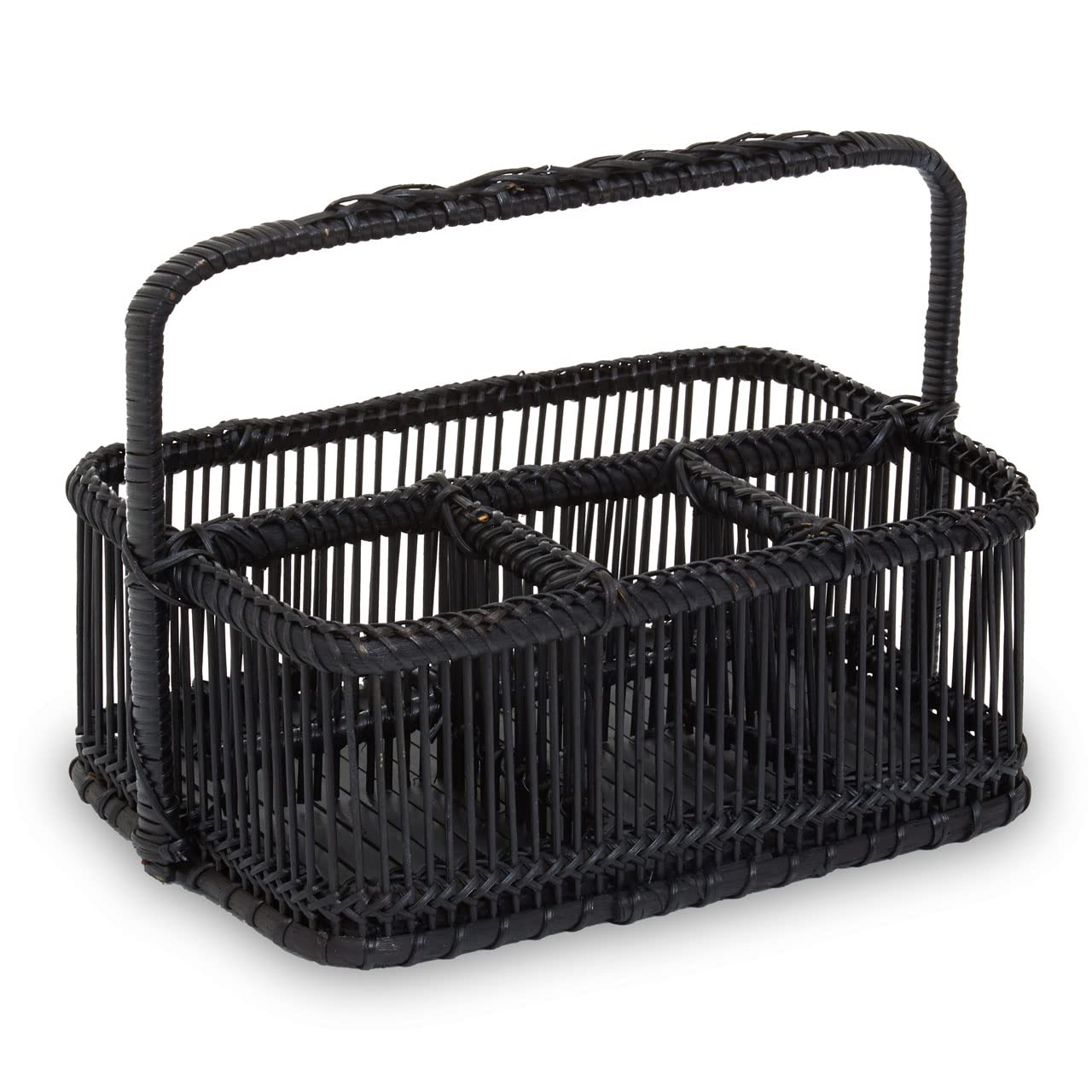 B&Q -  Black Rattan And Bamboo Caddy Basket