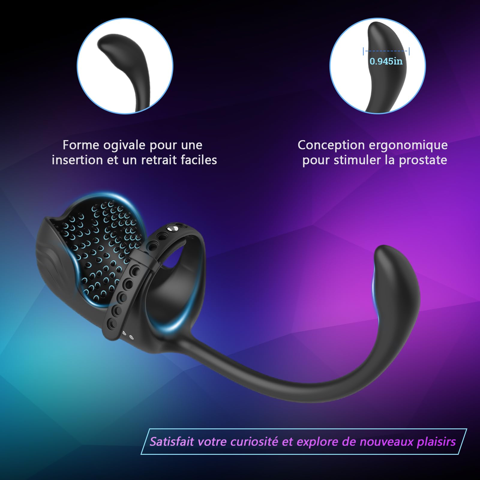 3 en 1 Massager Prostatique, Jouets pour Testicules et Anneau Pénien Vibrant Ajustable, Petite Boule Anale Mâle & Jouet Anal Vibrateur, Jouet Sexuel Point G à Télécommande pour Homme Adulte Couple
