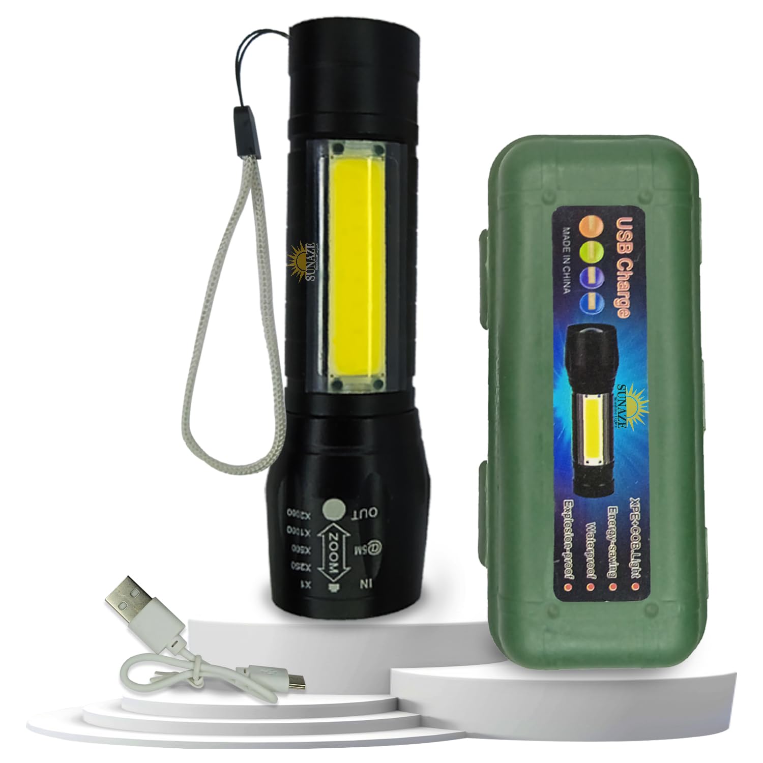 Sunaze 3 in 1 Rechargeable Mini Waterproof Long Range Torch Emergency Light (B0CGJ9TT9Z) Amazon Price History, Amazon Price Tracker