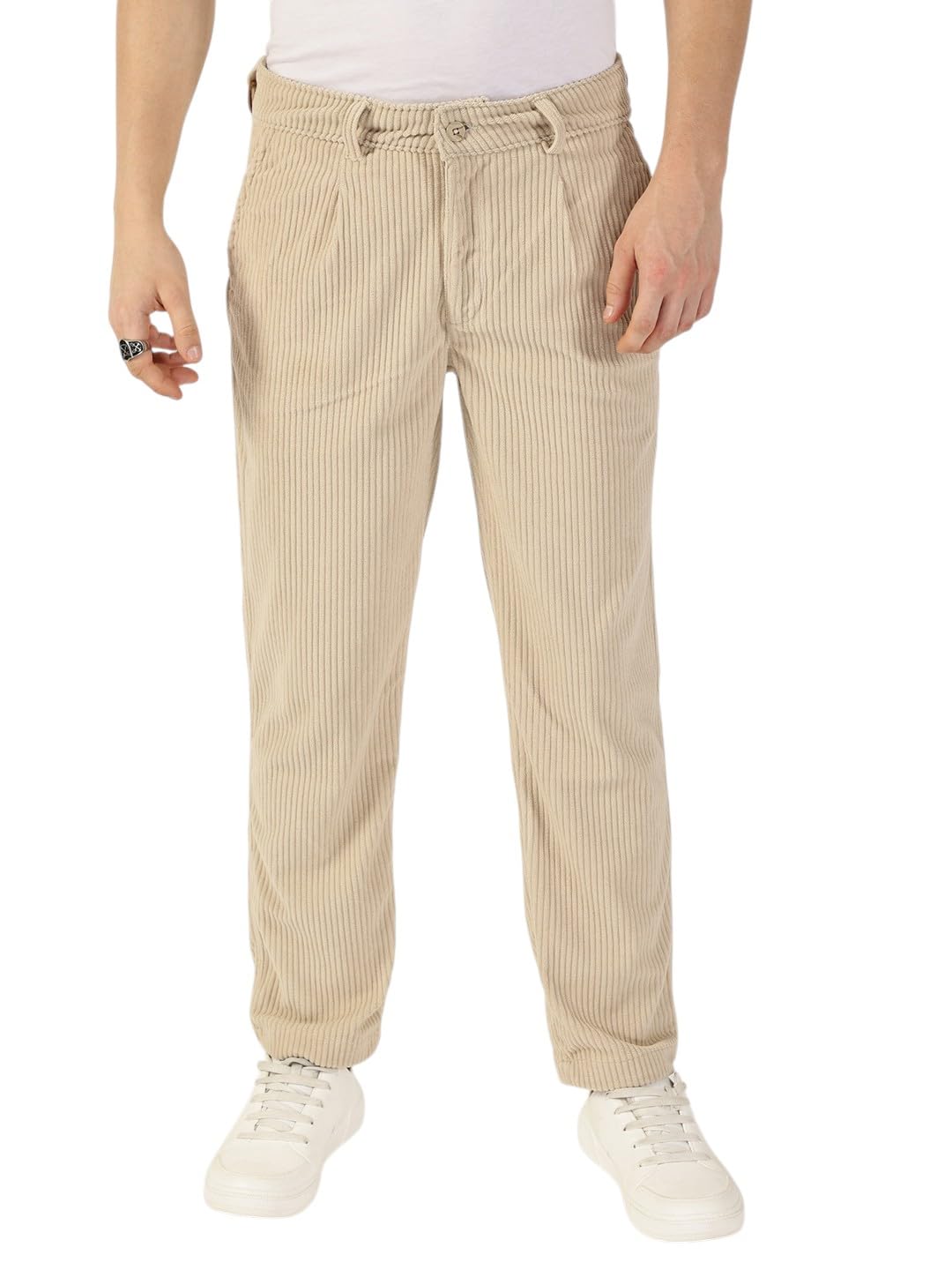 Men Polyester Striped Smart Chino Trouser-image-42