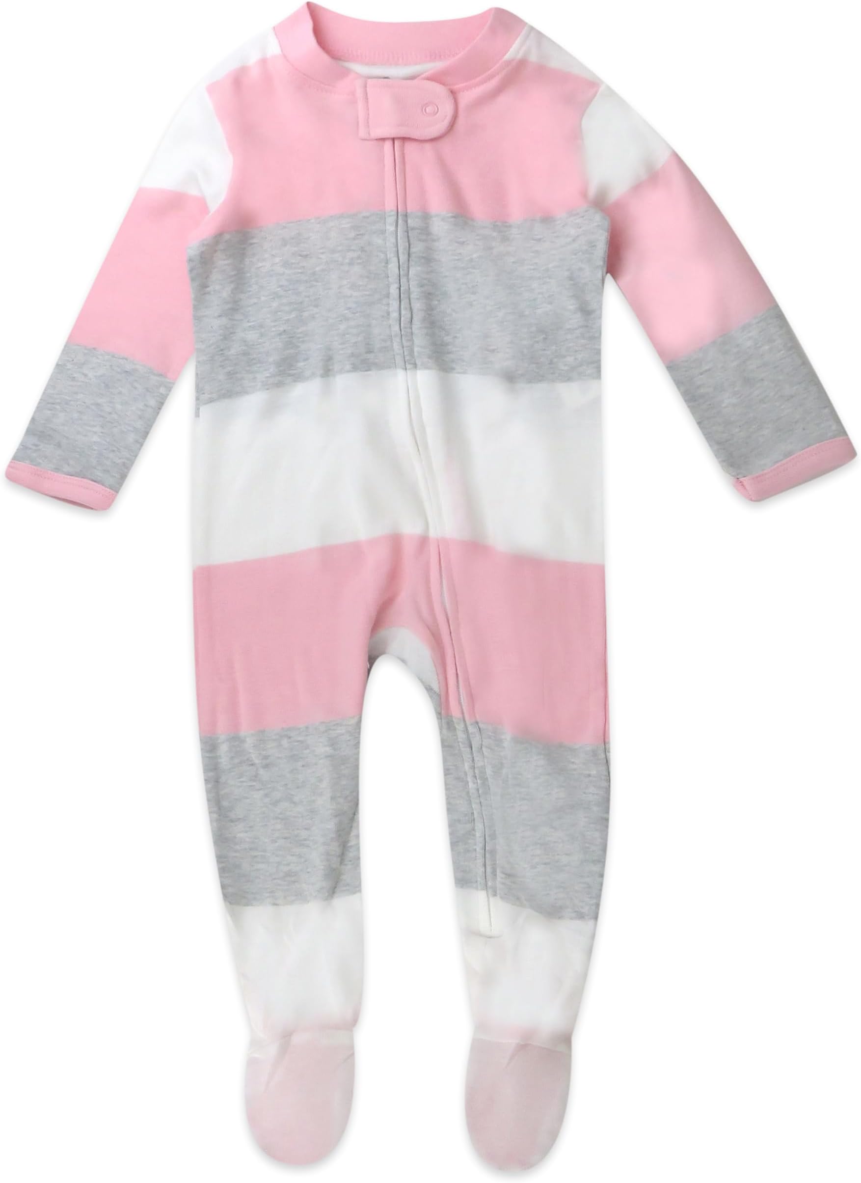 Sleep and Play Footed Pajamas One-Piece Sleeper Jumpsuit Zip-front PJs 100% Organic Cotton for Baby Girls