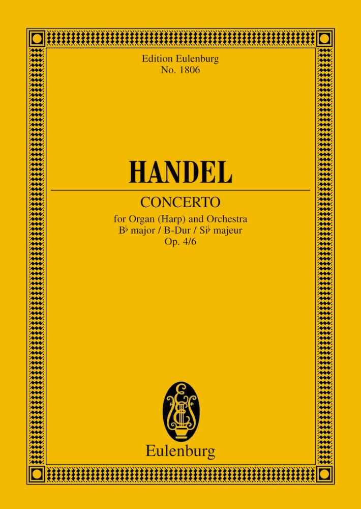 Partition d'étude du Concert pour orgue No. 6 Sib majeur HWV 294