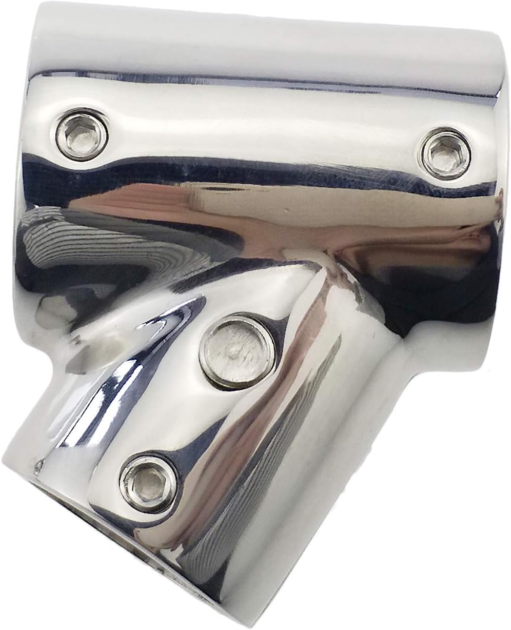 keehui Heavy Duty 316SS Boat Hand Rail Fitting- Polished 60 Degree T/Tee Hinged/Split Fitting 1" Tube