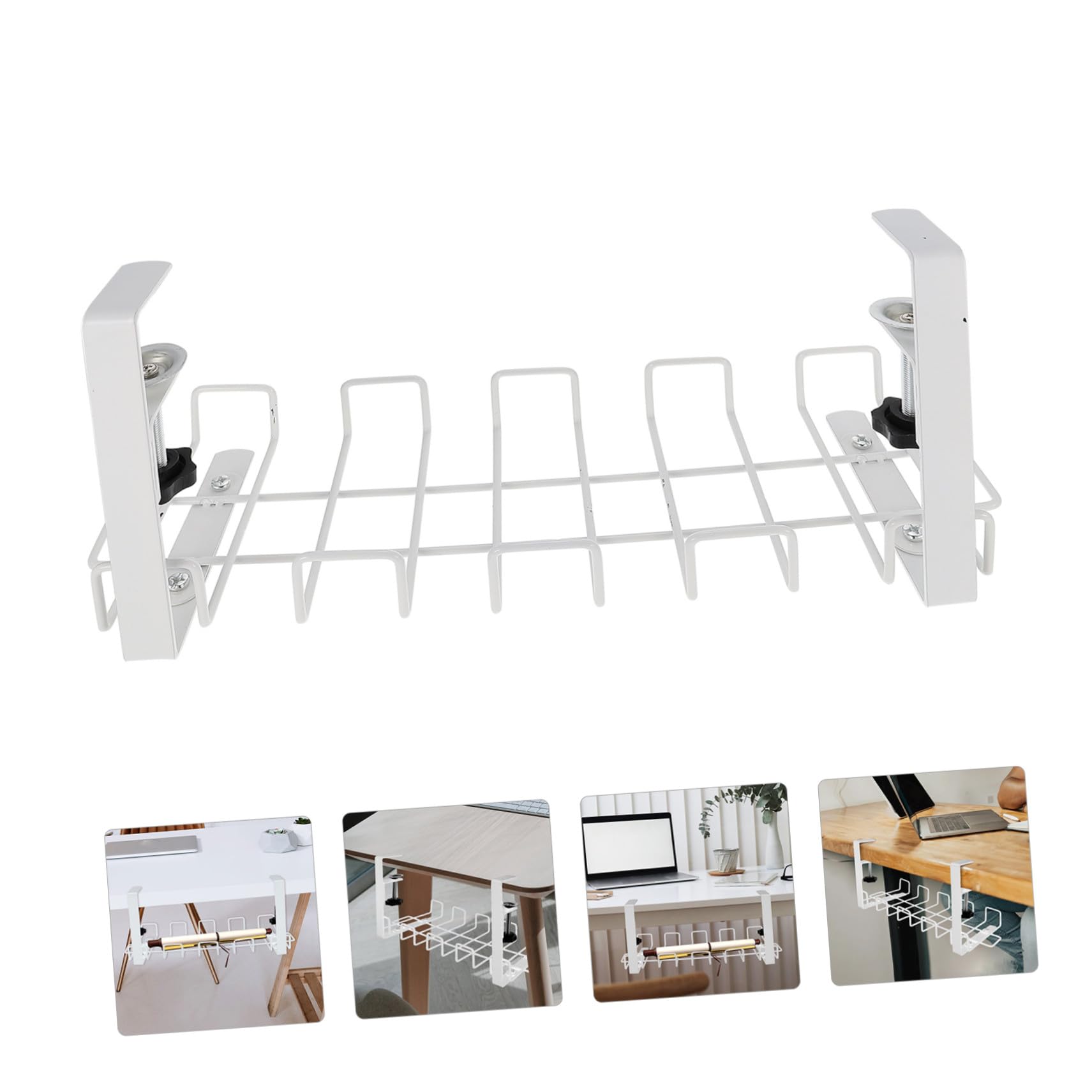 Mikinona Organisateur de Câbles en Acier Carbone Support sous Bureau pour Gestion Ordonnée des Fils et Rangement Pratique 130