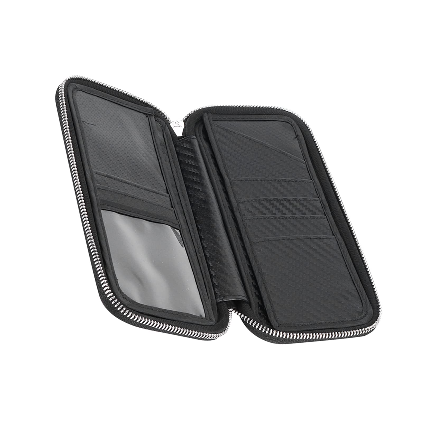 Fdit Portafoglio Portatile in Fibra di Carbonio, Porta Biglietti da Visita con Cerniera Resistente per Uomo e Donna, 21x11x3,5 Cm (rosso)