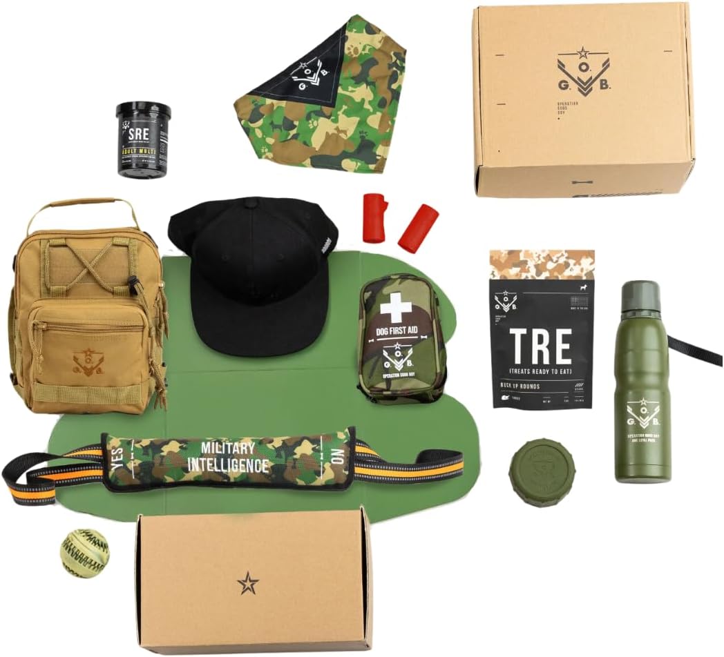 O.G.B. Operation Good Boy Veteran-Owned Dog Gift Box – Military-Inspired Toys, Treats, Gear & Supplements – Holiday Dog Gift Set for Training, Play & Wellness