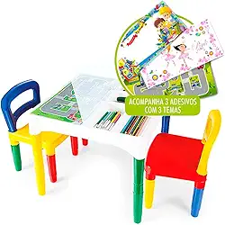 Mesinha Didática Poliplac Mini Mesa Crianças Com Cadeiras