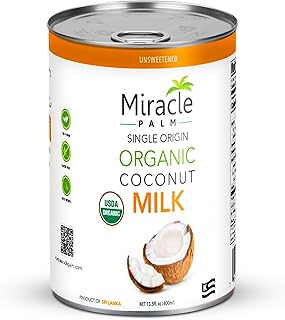 Miracle Palm Coconut Milk Unsweetened - Coconut Milk Canned, Additive Free Organic 13.5 Fl Oz (Pack of 6)