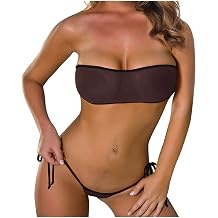 FZYLQY Sheer Micro Bikini Extreme See Through Bikinis Swimsuit Bandeau Top Mini Brazilian Thong Bottom Mesh Bathing Suit