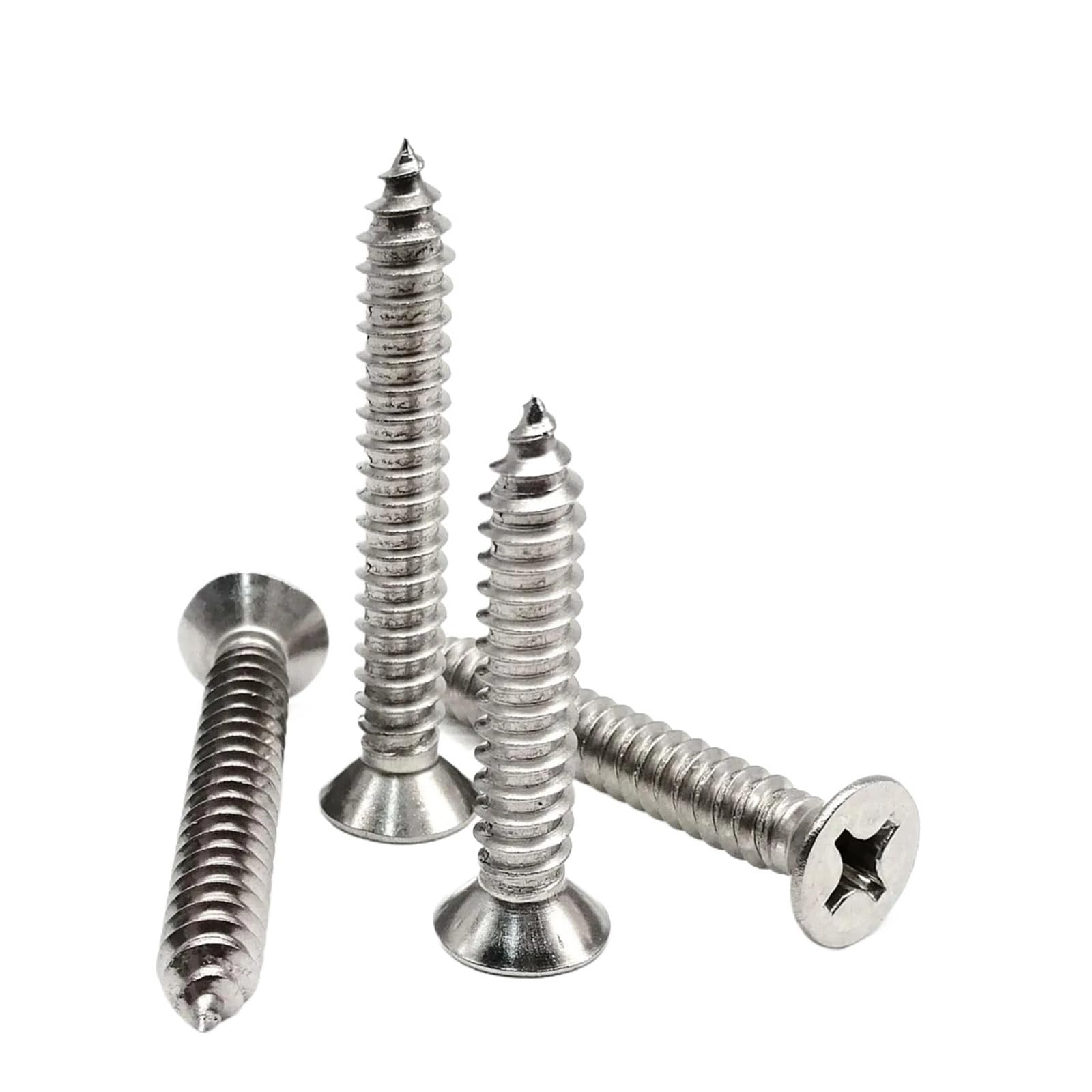 Viti a testa svasata piatta M4.2 M4.8 10/12/14-22/25/50 mm, in acciaio inox 304 A2, confezione da 10 pezzi (16 mm, 10 pezzi M4.2)