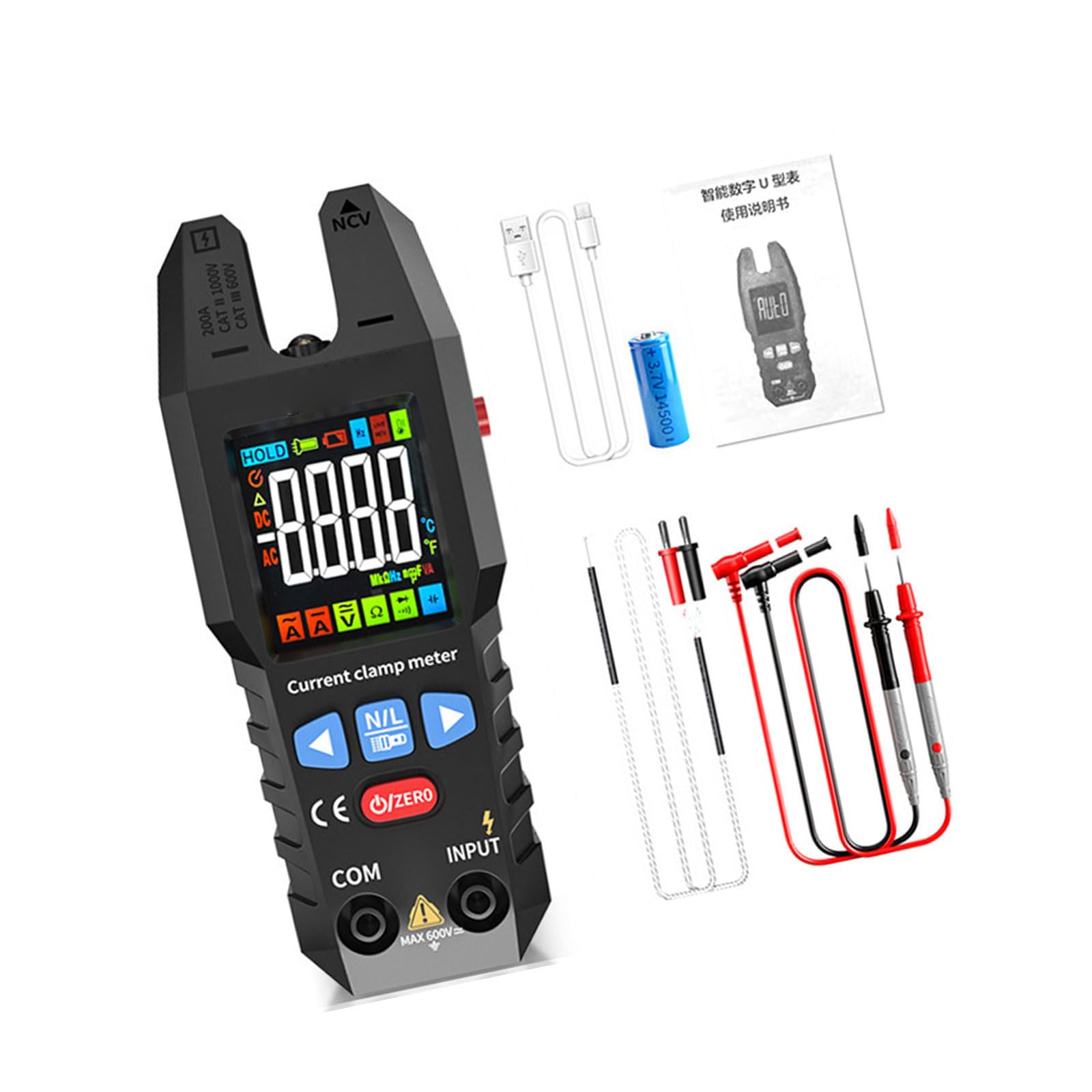 Kaccde Fully Automatic U Shaped Clamp Multimeter Automatic Ranging Design For Electricians Features Multiple Measurement Modes And Data Hold U Shape Digital Clamp Meter