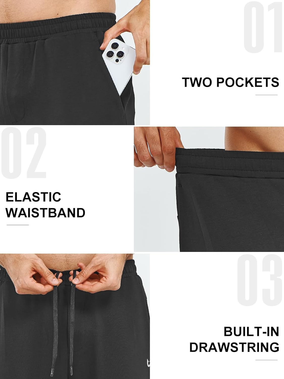 NORTHYARD Men's Yoga Casual Sweatpants Cotton Athletic Lounge Pants Open Bottom Loose Exercise Straight Leg Pant with Pockets - Image 4