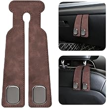 2-Pack Car Hanging Hooks for Car Seat Back & Glove Box, Brown