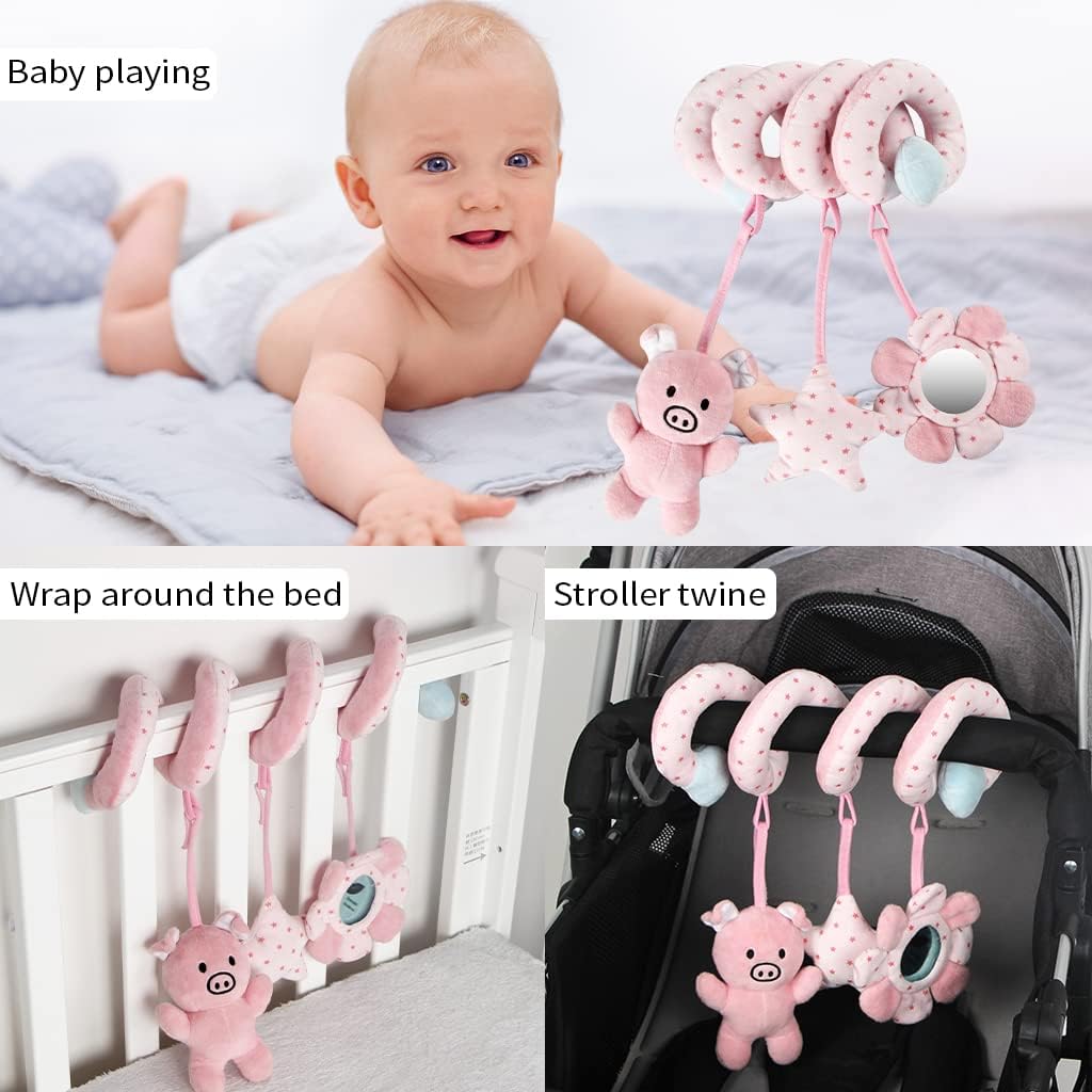 vocheer Hanging Toys for Car Seat Crib Mobile, Infant Baby Spiral Plush Toys for Crib Bed Stroller Car Seat Bar, Pink Pig : Toys & Games