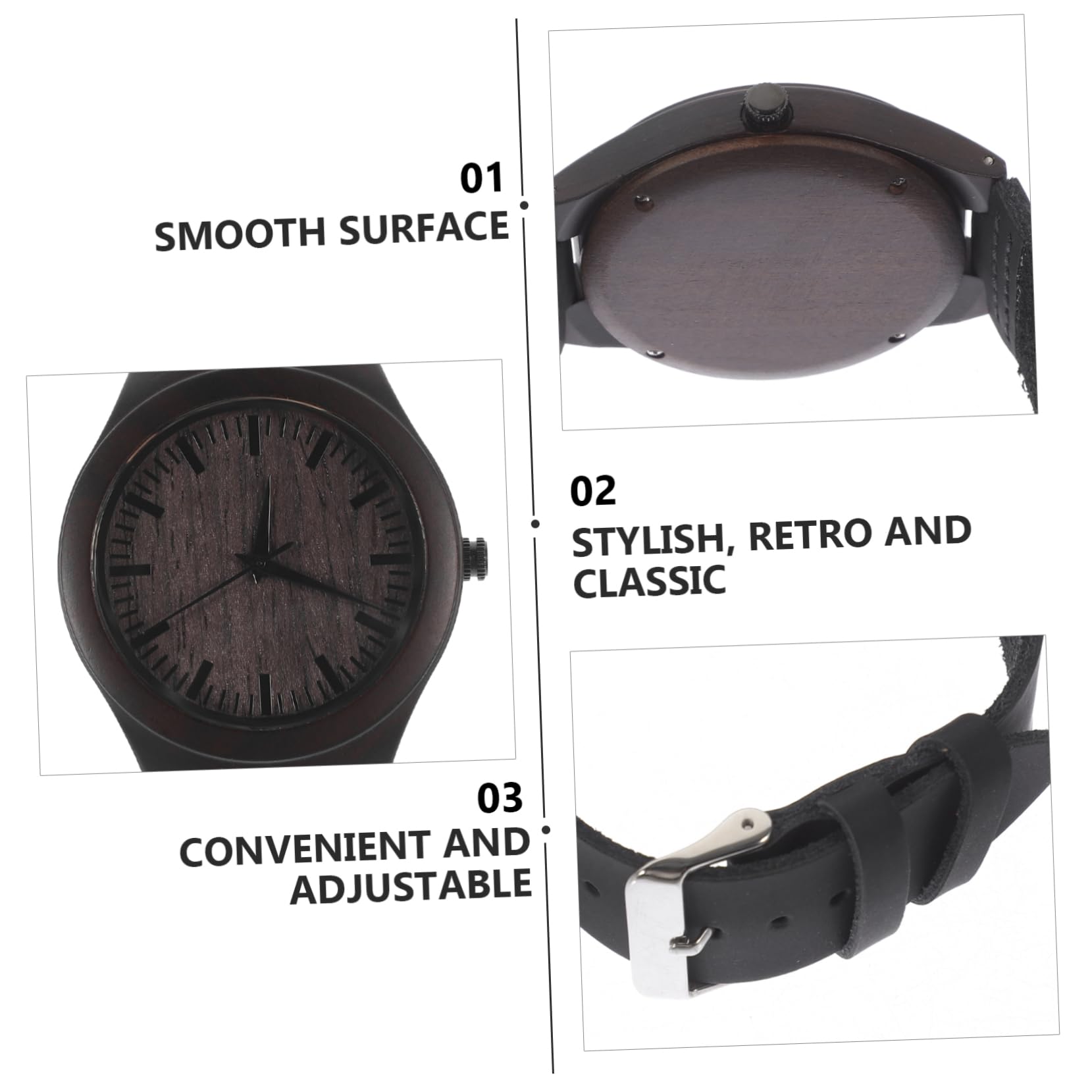Reloj de Madera y Acero Inoxidable para Hombre Correa de Madera, Diseño Único y Ligero, Adecuado para Boda o Graduación