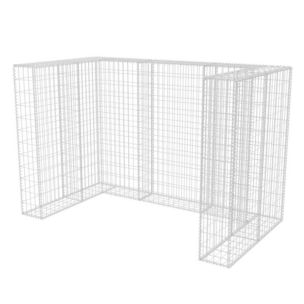 Générique Cadre à Gabion de Poubelle Double Acier 180 x 100 x 120 cm, Maison & Jardin, Produits ménagers, Accessoires pour conteneurs à déchets, Cache-conteneurs à déchets, Argent, (Poids 33.4KG)