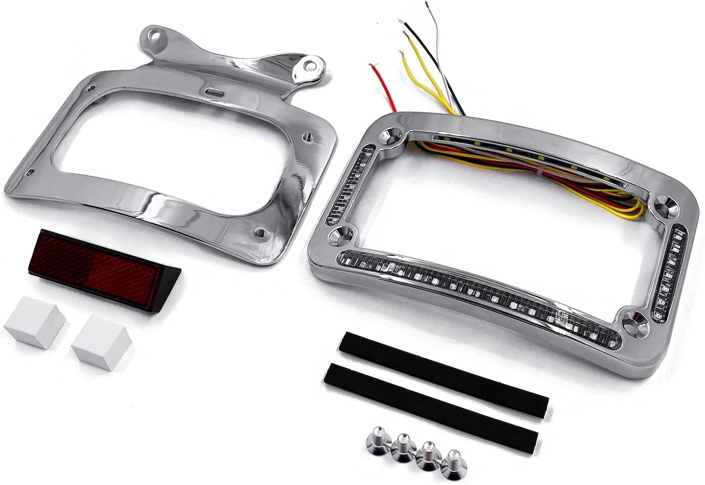 HTTMT MT389-CD Chrome Laydown Curved License Plate Bracket Tag Holder Compatible with 2010-later FLHX, FLHXS, FLHXSE, FLTRX, FLTRXS and '10-'12 FLHXSE (Street Glide Special FLHXS/Road Glide FLTRX)